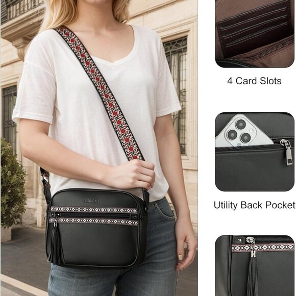 Crossbody Bags for Women Designer Vegan Leather Crossbody Purse Multi-pocket Med - Picture 5 of 9